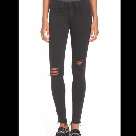 rag & bone Denim - RAG and Bone frayed/distressed black jean legging